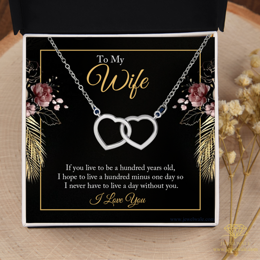 To My Beautiful Wife Gift - Interlocking Hearts Necklace