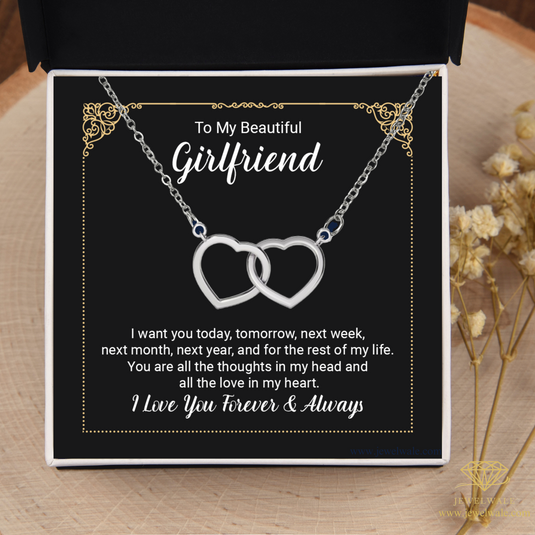 To My Beautiful Girlfriend - Interlocking Hearts Necklace