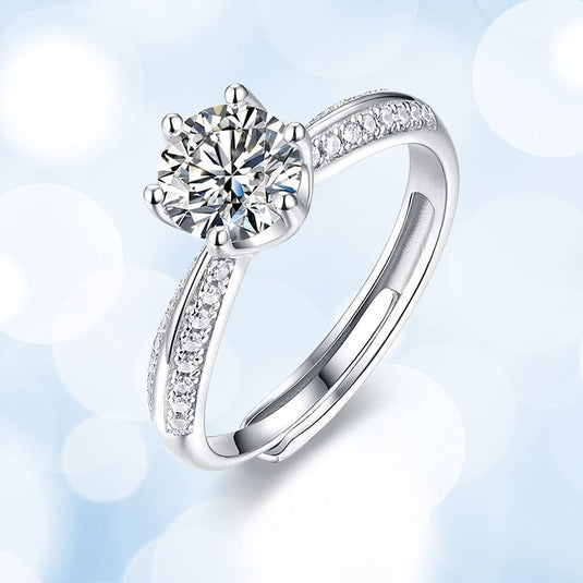 925 Sterling Silver Rings For Women & Girls Silver Ring Adjustable Crystal Rings (Silver)