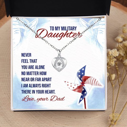 Surprises Gift for Your Daughter From Dad - Heart Crystal Dancing Diamond Stainless Steel Pendant