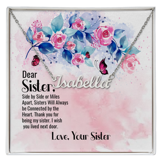 JEWELWALE - Dear Sister - Custom Name Necklace With Message Card
