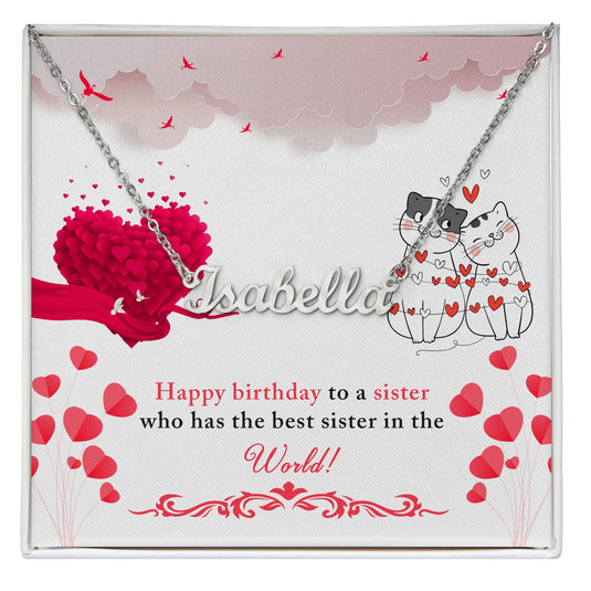 JEWELWALE - Happy Birthday To My Sister  - Custom Name Necklace With Message Card