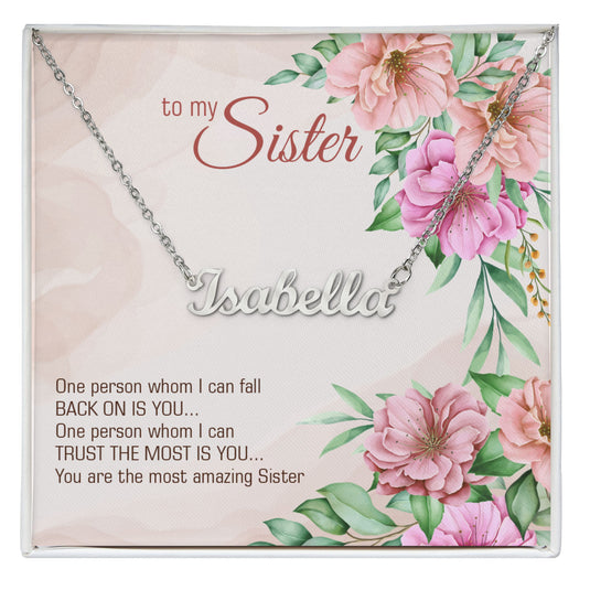 JEWELWALE - To My Beautiful Sister - Custom Name Necklace With Message Card