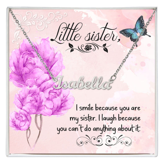 JEWELWALE - To My Sister - Custom Name Necklace With Message Card
