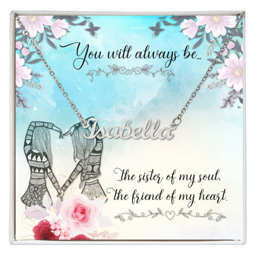 JEWELWALE - To My Sister You will always be - Custom Name Necklace With Message Card