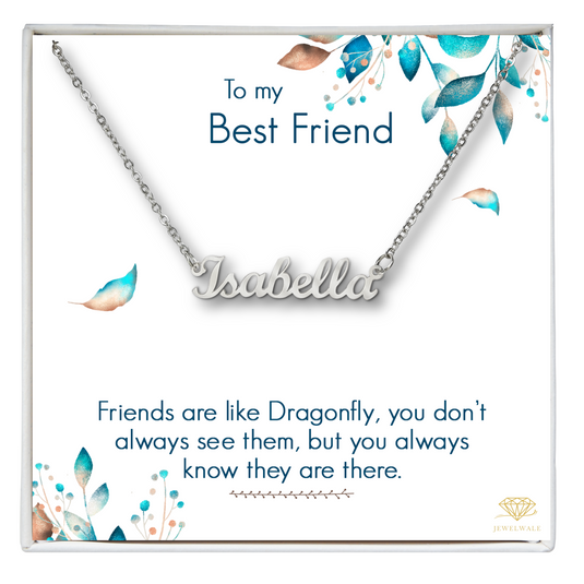 Special Gift For Best Friend - Custom Name Necklace With Message Card