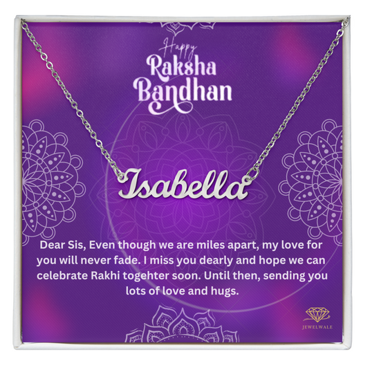Best Gift for Sister on Rakhi - Custom Name Necklace With Message Card