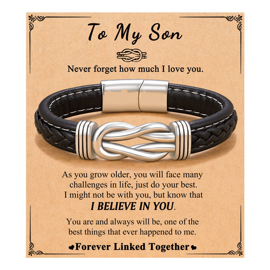 To My Son - Forever Linked Together Leather Bracelet