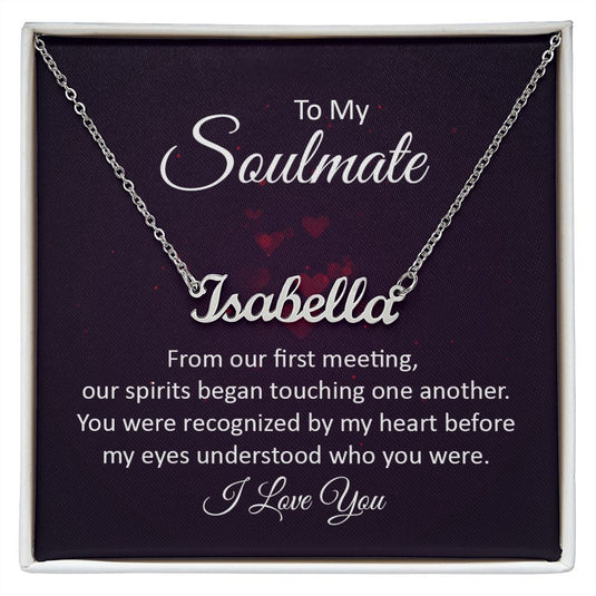 JEWELWALE - To My Soulmate - Custom Name Necklace With Message Card