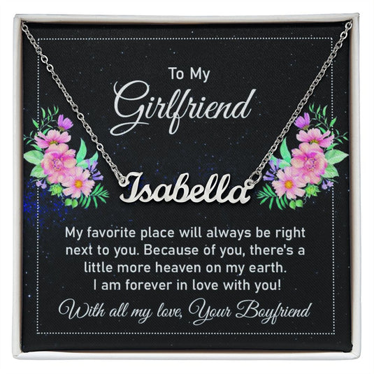 JEWELWALE - To My Girlfriend Love - Custom Name Necklace With Message Card