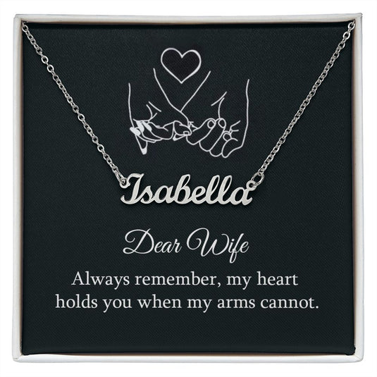 JEWELWALE - Dear Wife - Always Remember - Custom Name Necklace With Message Card