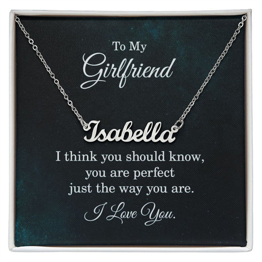 JEWELWALE - To My Girlfriend - Custom Name Necklace With Message Card