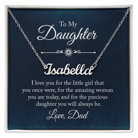 JEWELWALE - Gift for Your Daughter From Father - Custom Name Necklace With Message Card