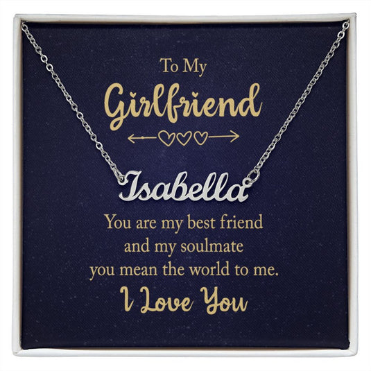 JEWELWALE - To My Girlfriend - Custom Name Necklace With Message Card