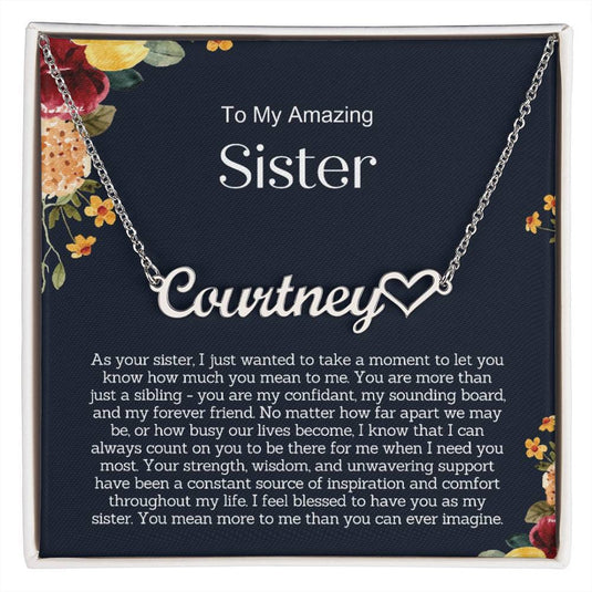 Personalized Sister Name Necklace - Heart Style Name Necklace