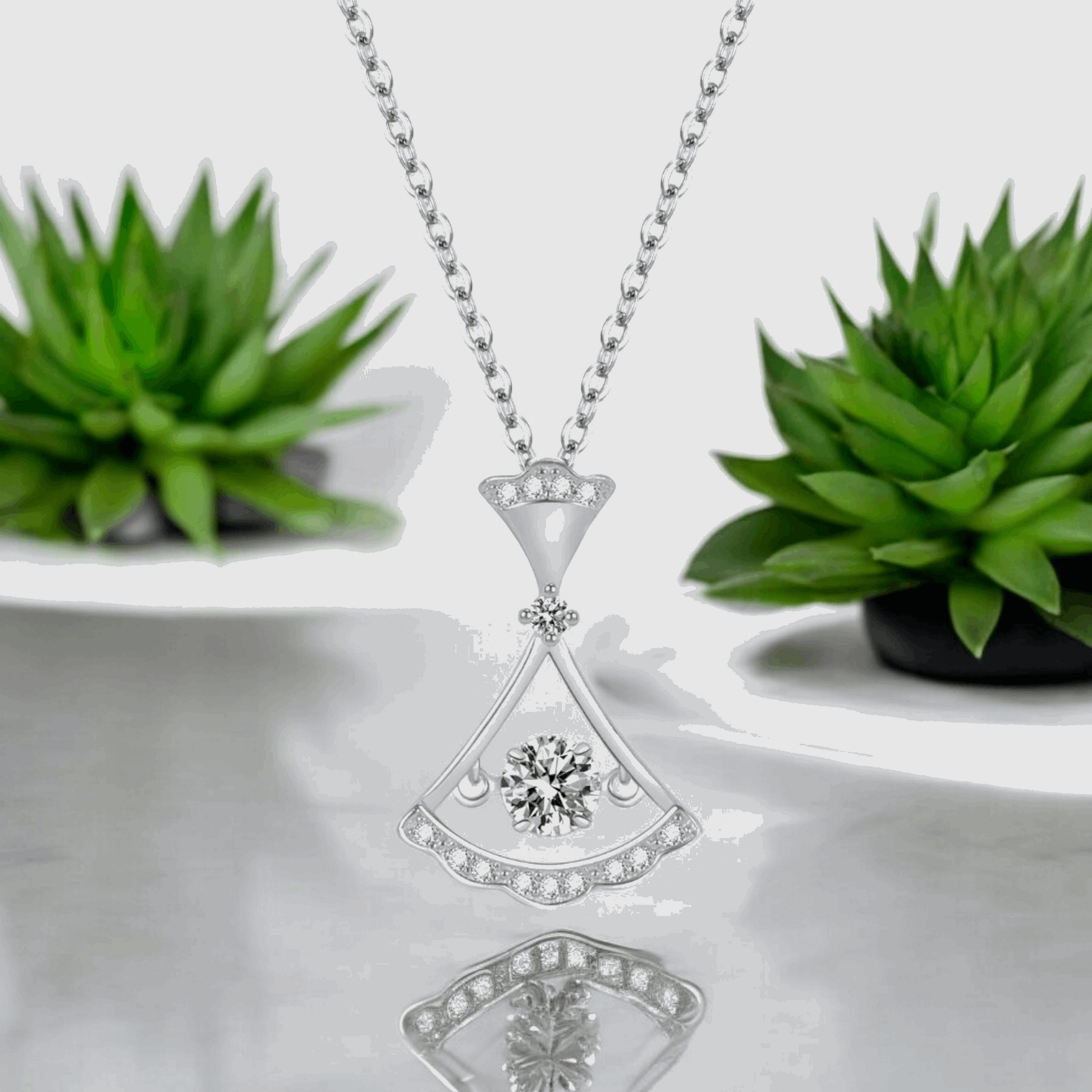 Be My Valentine - Hollow Fans Dancing Diamond Zircon Pendant