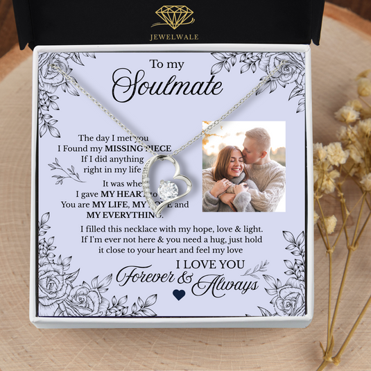 To My Soulmate - Forever Love Pendant With Your Photo On Message Card