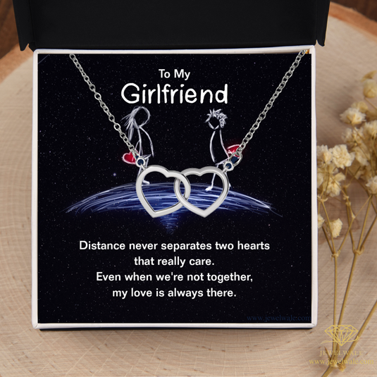 To My Girlfriend - Interlocking Hearts Necklace