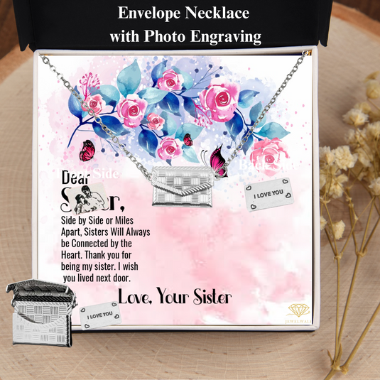 To My Lovely Sister - Custom Letter Locket with Photo Engraved - 925 silver plated metal