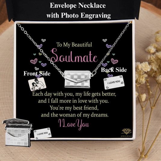To My Solemate  - Custom Letter Locket with Photo Engraved - 925 silver plated metal