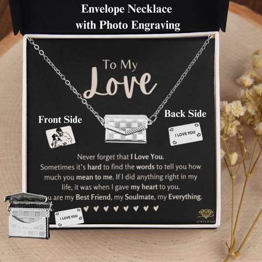 To My Love  - Custom Letter Locket with Photo Engraved - 925 silver plated metal