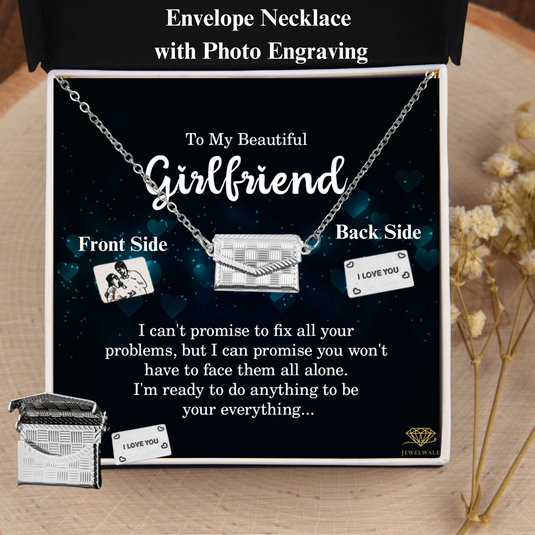 To My Beautiful Gf - Custom Letter Locket with Photo Engraved - 925 silver plated metal