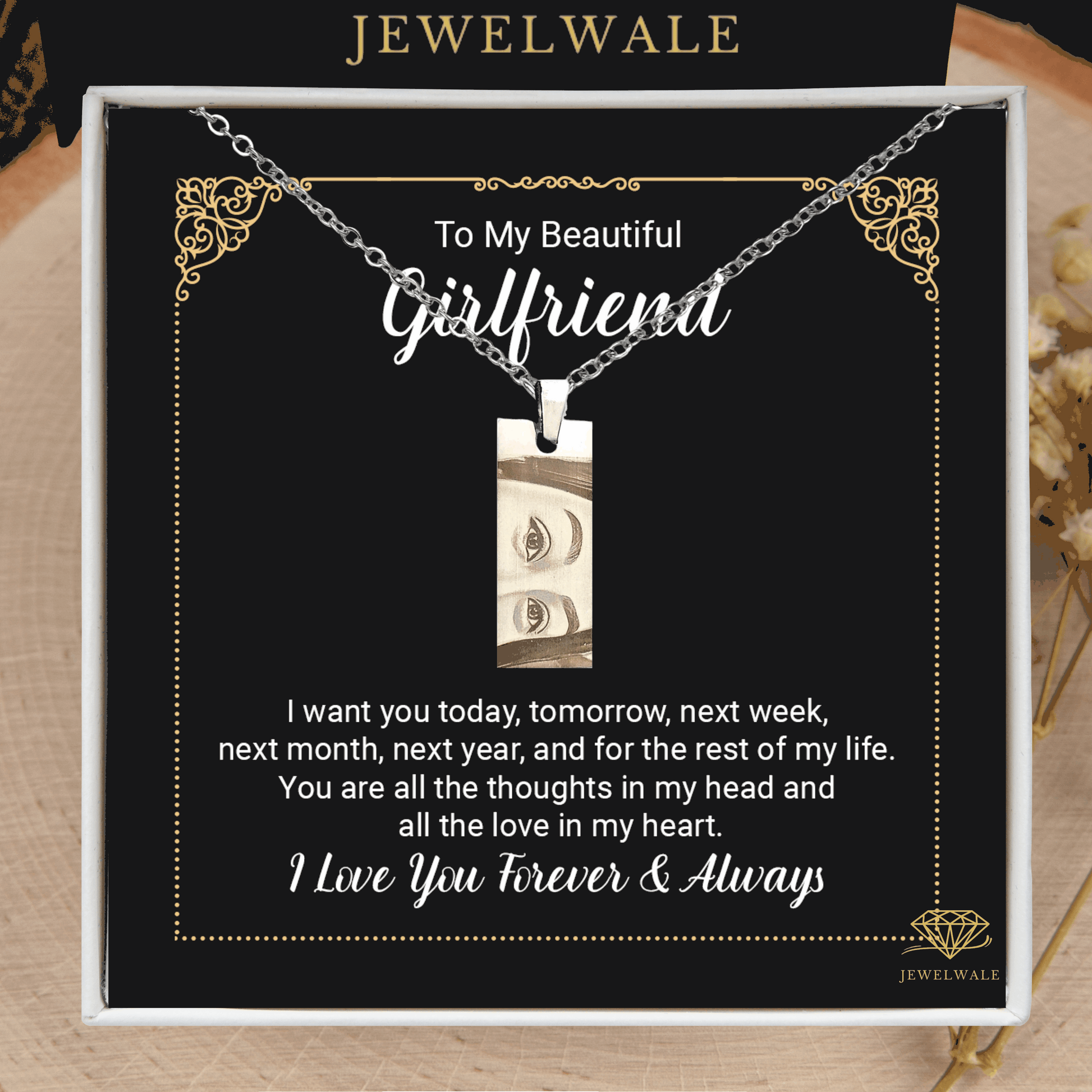 Perfect Gift For Girlfriend - Eye Engraved Pendant With Message Card