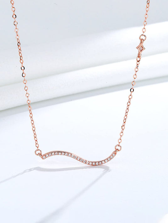 Line Curve 925 Sterling Silver Pendant For Women & Girls Pure Silver Rosegold Pendant | With Certificate Of Authenticity And 925 Stamp (Silver)
