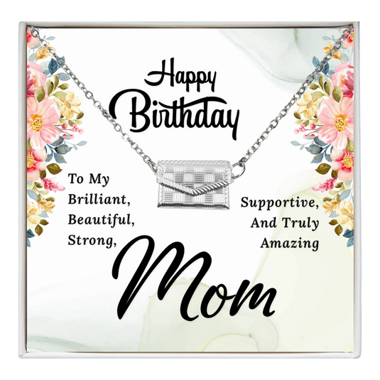Happy Birthday Mom - Custom Letter Locket with Photo Engraved - 925 silver plated metal