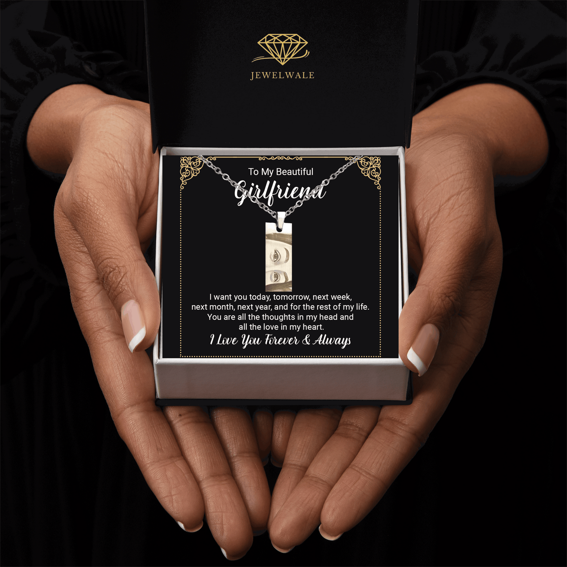 Perfect Gift For Girlfriend - Eye Engraved Pendant With Message Card