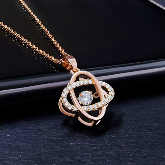Loveknot Crystal Dancing Diamond Zircon Pendant (Rose Gold)