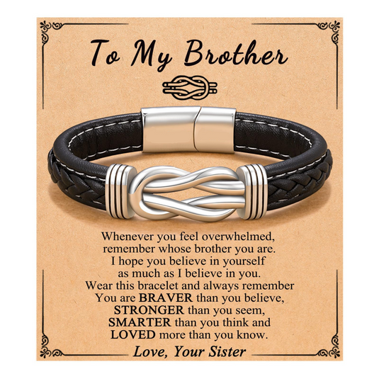 To My Brother - Forever Linked Together Leather Bracelet