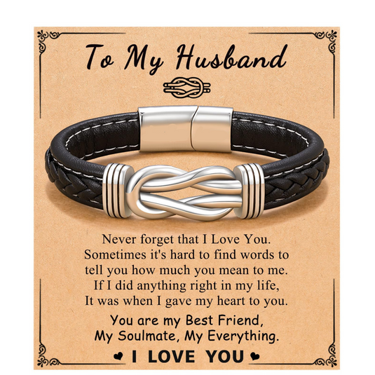 To My Husband - Forever Linked Together Leather Bracelet