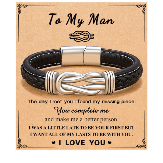 To My Man - Forever Linked Together Leather Bracelet