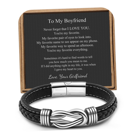 To My Boyfriend - Forever Linked Together Leather Bracelet