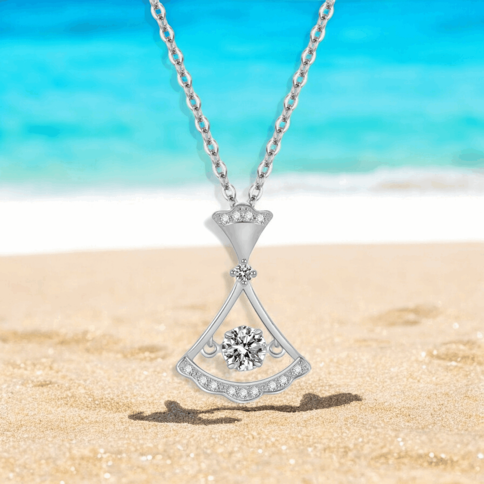 Happy Valentine day Gift For Girlfriend - Hollow Fans Dancing Diamond Zircon Pendant