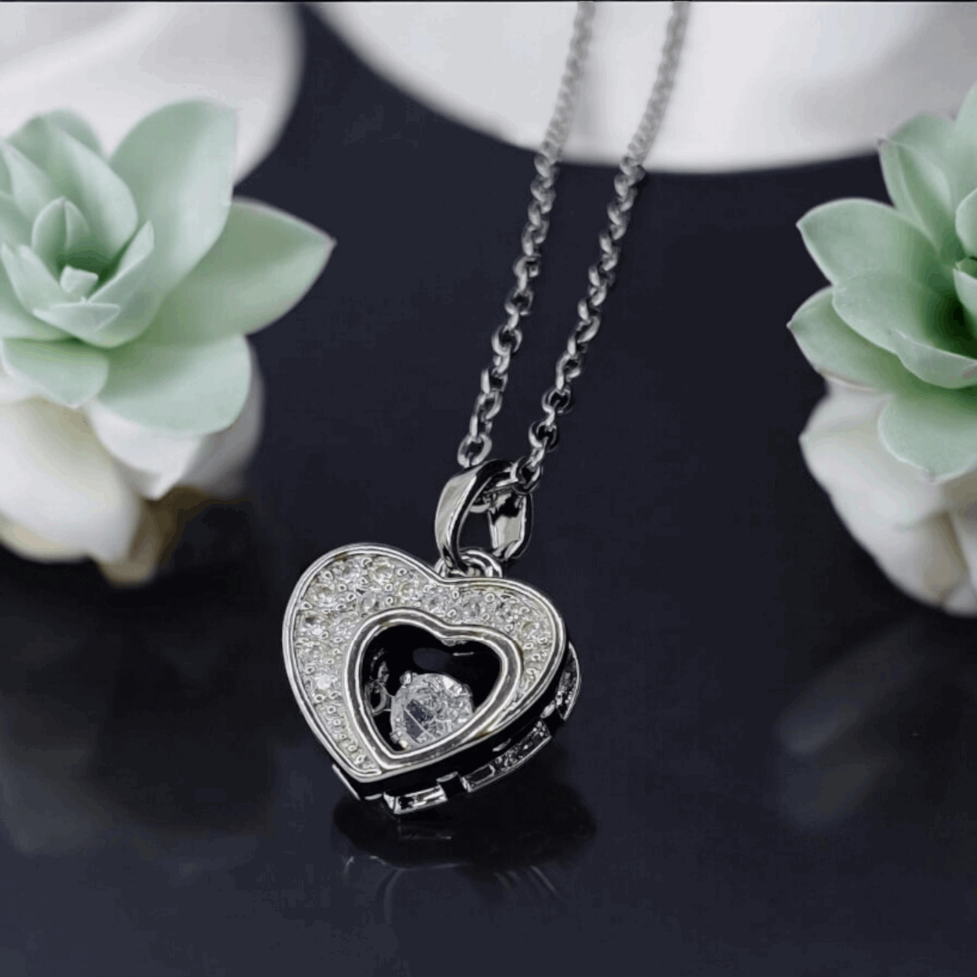 Best Gift For Girlfriend - Heart-in-Heart Crystal Dancing Diamond Stainless Steel Pendant