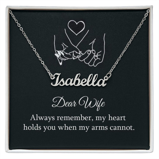 JEWELWALE - Dear Wife - Always Remember - Custom Name Necklace With Message Card