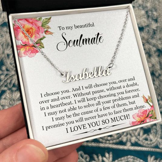 To My Soulmate Gift - Custom Name Necklace With Message Card