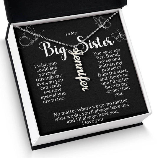 Personalized  Big Sister Name Necklace Gift - Vertical Style Name Necklace